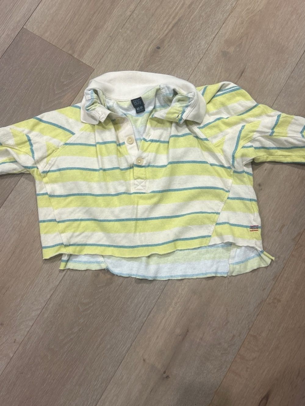 Striped Polo Crop Top - Yellow & White